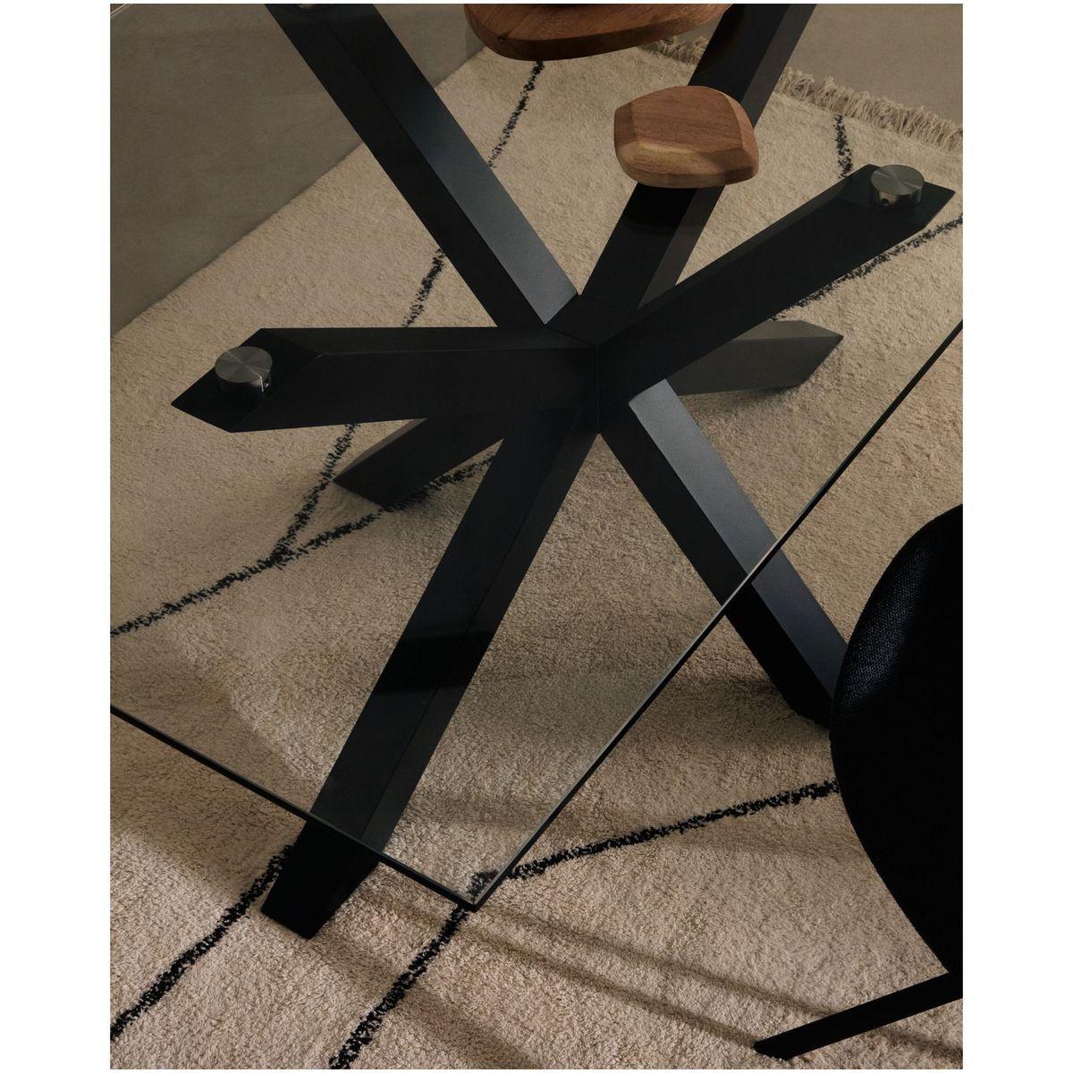 Argo Tisch aus Glas und Stahlbeine mit schwarzem Finish 160 x 90 cm
