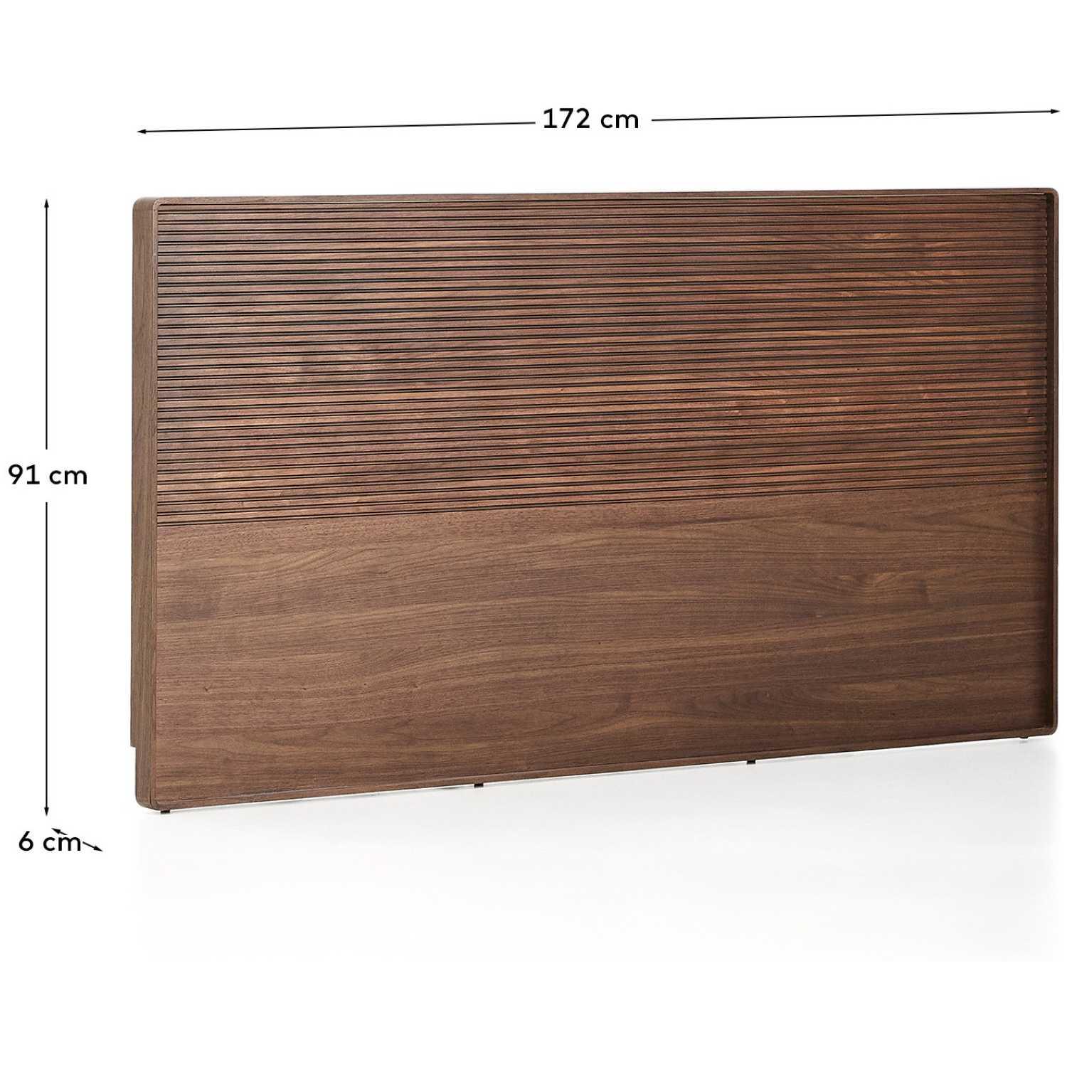 Bettkopfteil Norlen aus Nussbaumfurnier mit dunklem Finish und LED-Licht für Betten 160x200 FSC Mix Credit