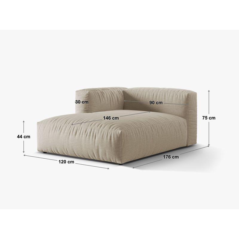 Chaise Longue Martina 176x120x75 - Ausrichtung: links - Bezug: Velvet (Vogue), Light Beige