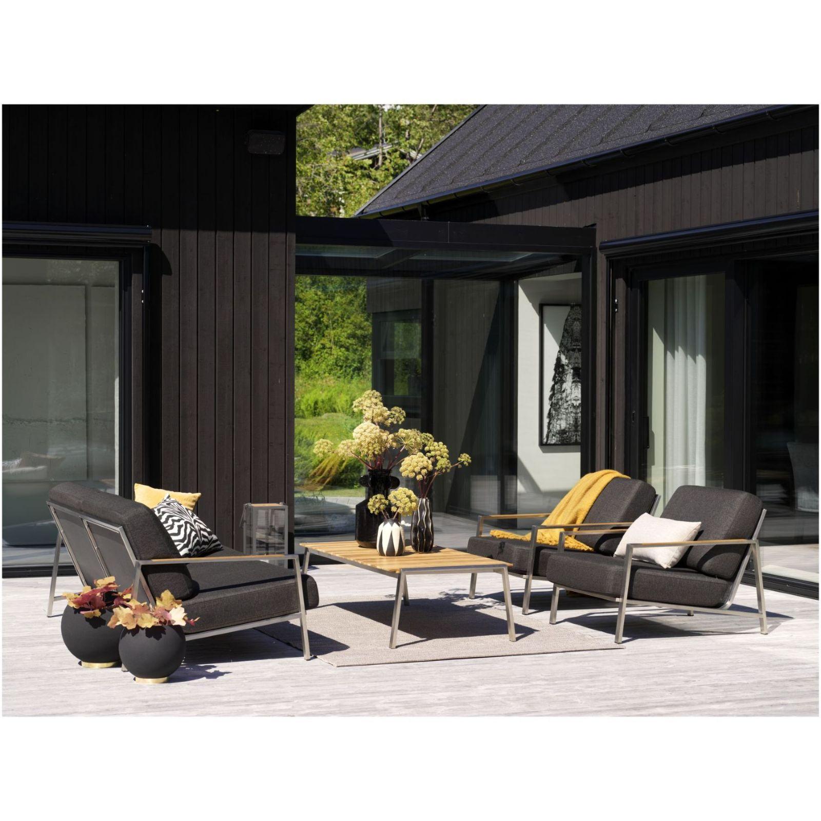 Gartensessel Bellevue Edelstahl Teak Kissen anthrazit