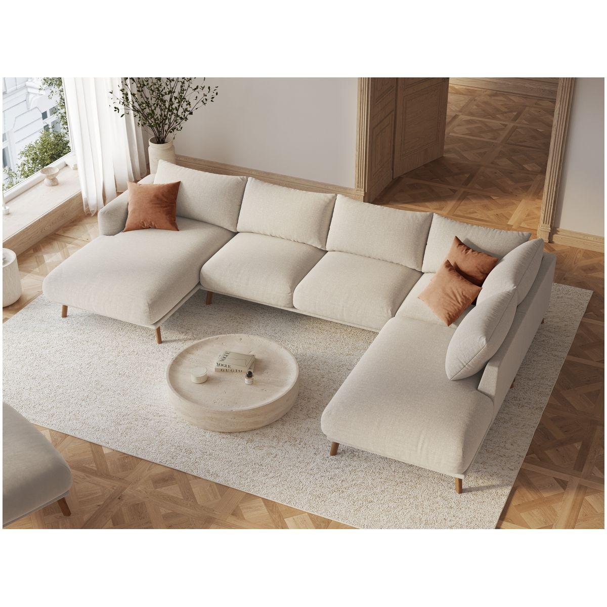 Wohnlandschaft U-Sofa Naomi - Ausrichtung: rechts - Bezug: Structured Fabric (Liberty), Beige