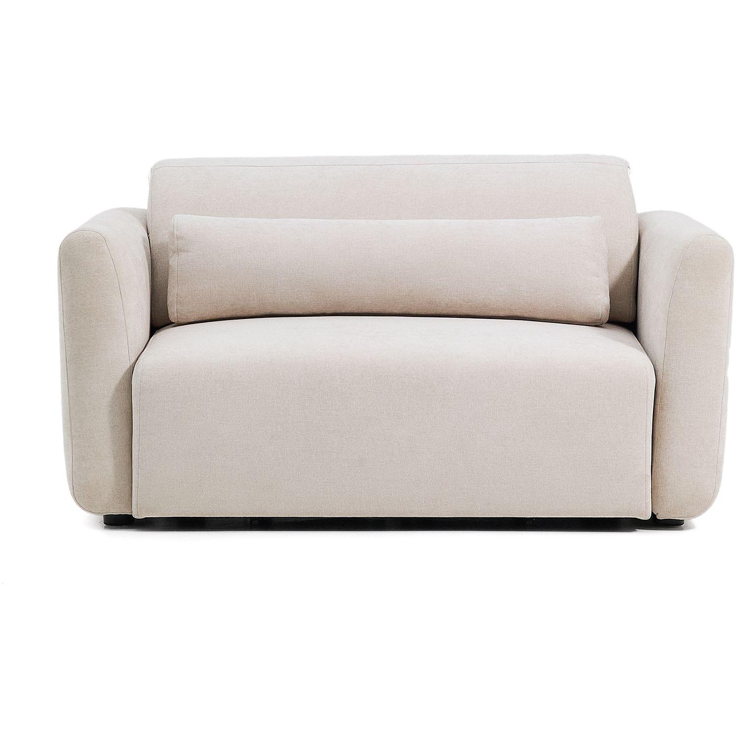 2-Sitzer-Sofa Lares mit elektrisch ausfahrbaren Sitzen und verstellbarer Kopfstütze in beiger Chenille 150 cm