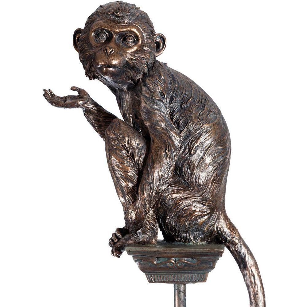 Deko Figur auf Ständer Affe bronze