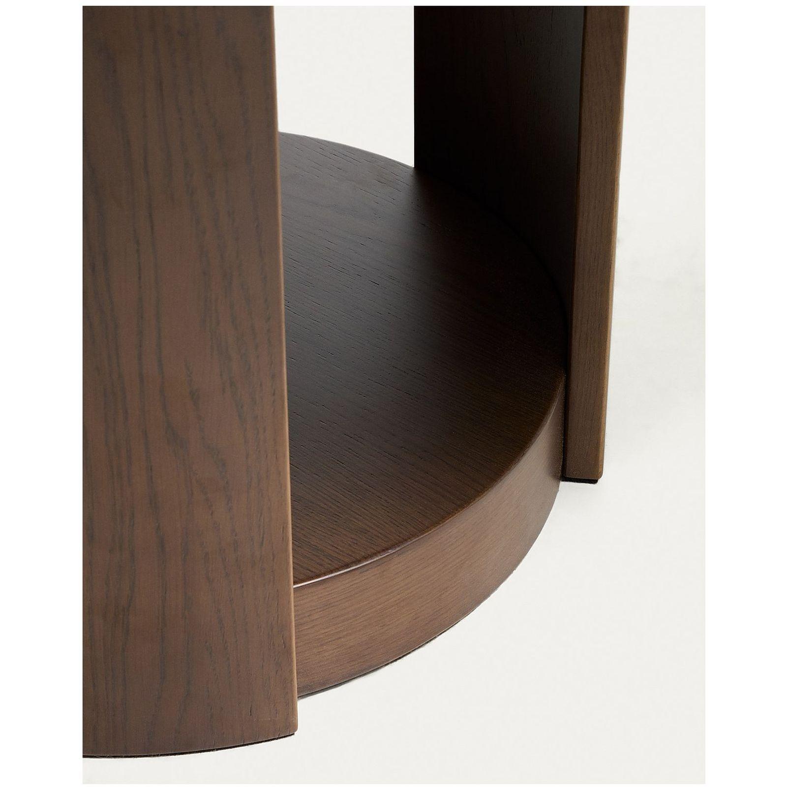 Esstisch Ausziehtisch rund Artis Massivholz und Eichenfurnier Walnuss-Finish 100% FSC - Grösse: 120-170x120