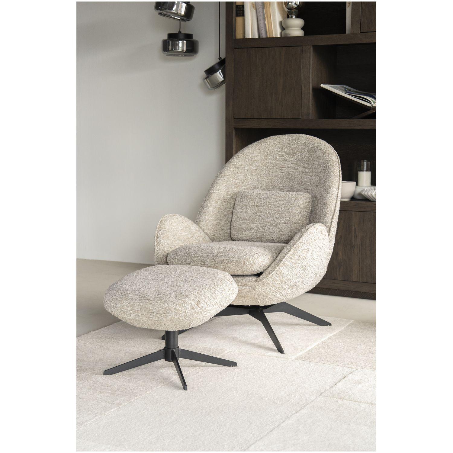 Relaxsessel drehbar mit Hocker Zora Stoff beige