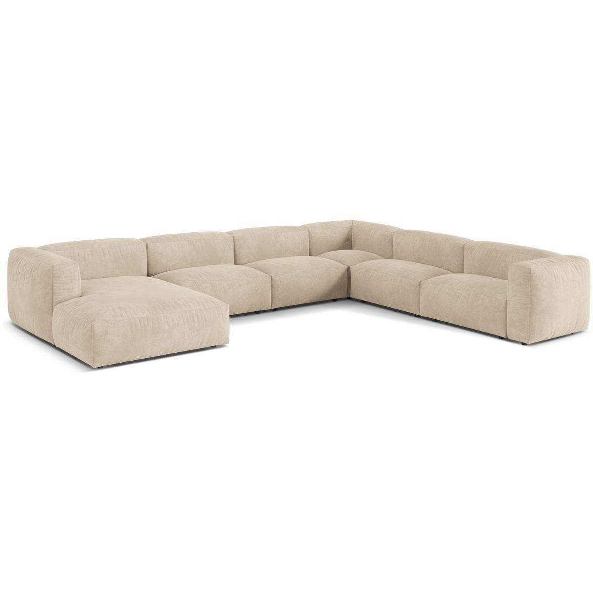 Wohnlandschaft U Sofa Ecksofa Martina 406x316x75 - Ausrichtung: rechts - Bezug: Velvet (Vogue), Light Beige