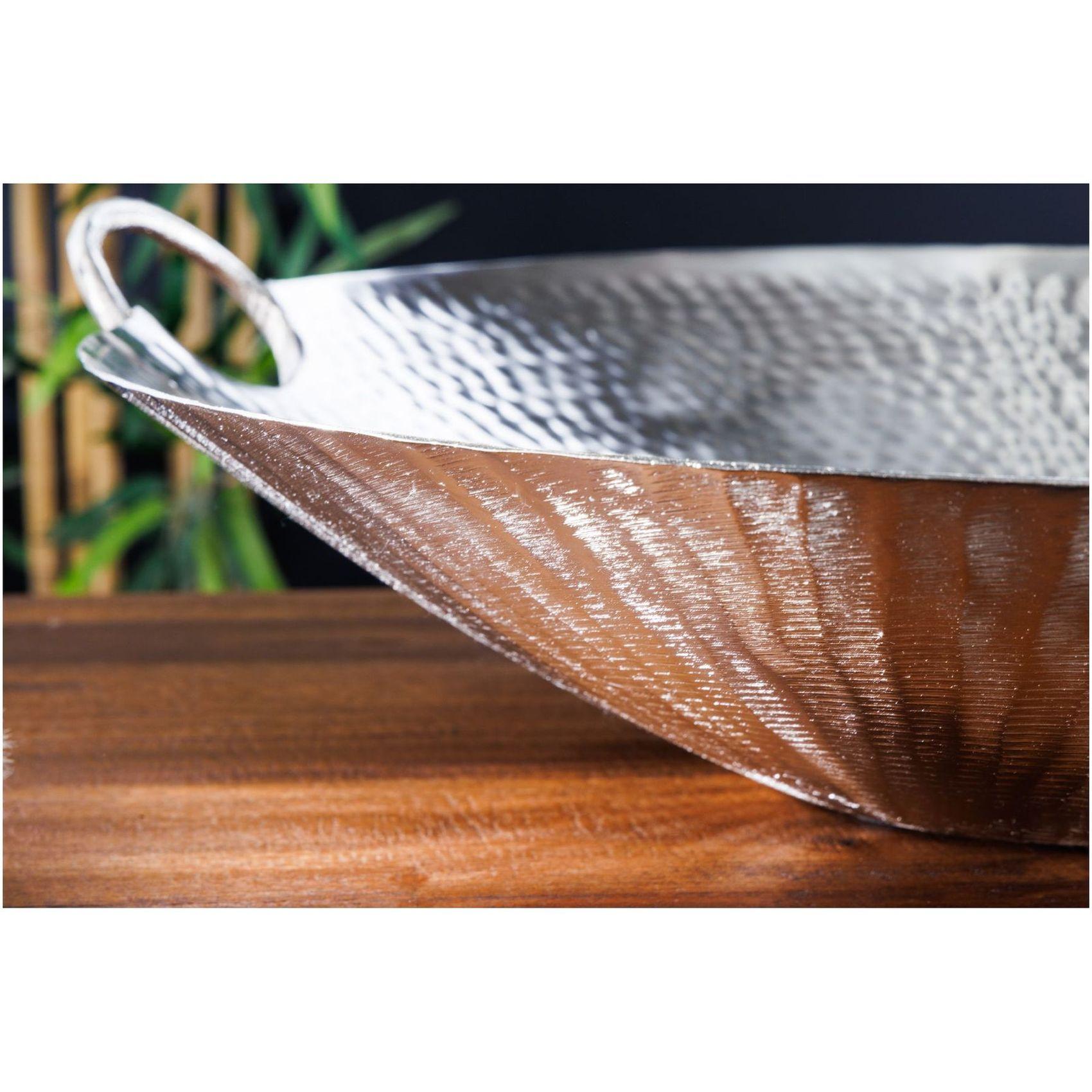 Deko Schale Bazzar mit Griff Hammerschlag silber 57x50