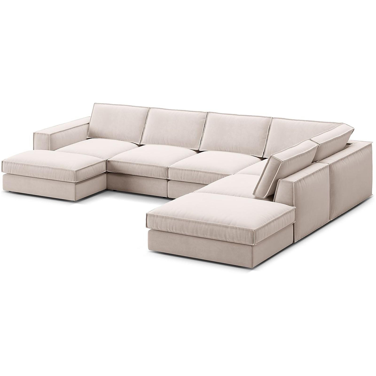 Wohnlandschaft U-Sofa Pola - Ausrichtung: rechts - Bezug: Velvet (Salvador), Beige
