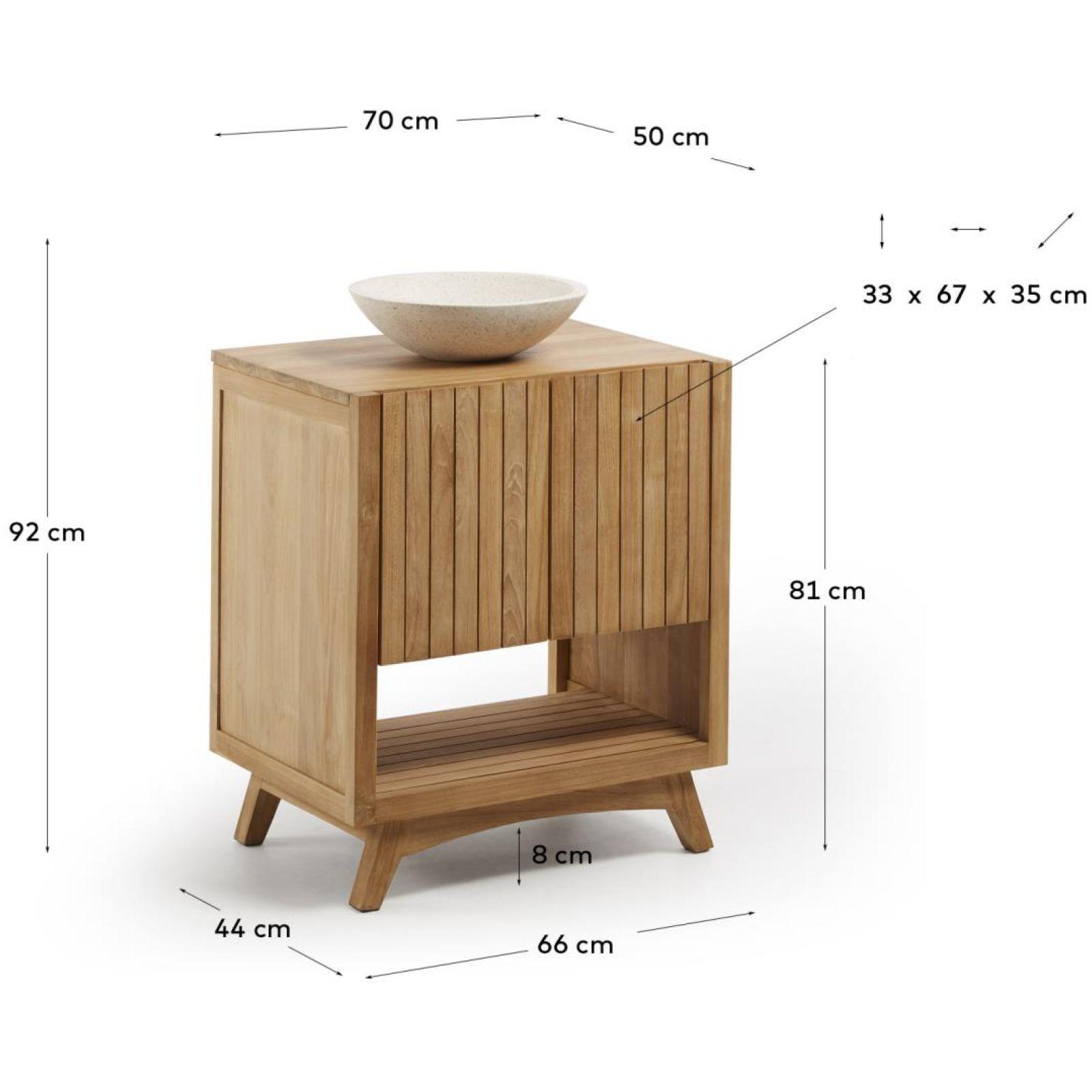 Badezimmermöbel Unterschrank Kuveni Teakholz massiv Natur 70x50