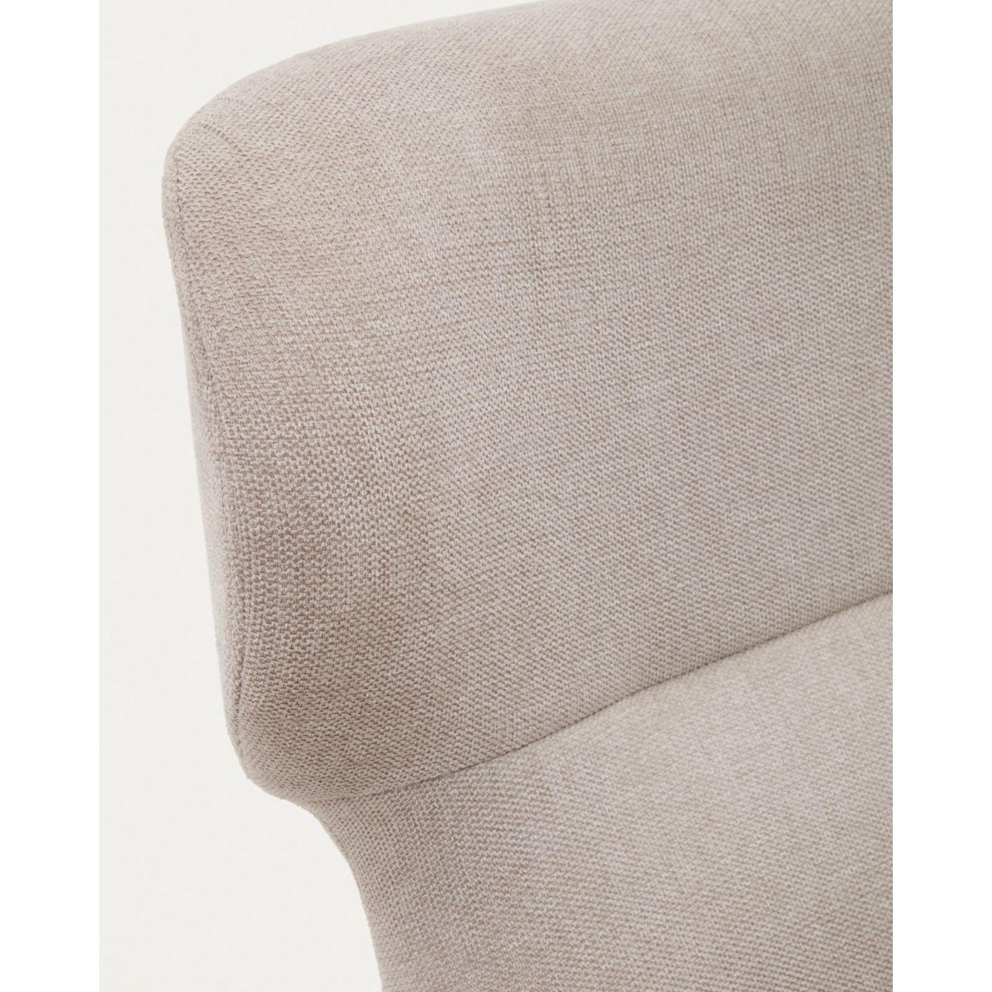 Ohrensessel Belina Chenille-Stoff beige Stahl weiss