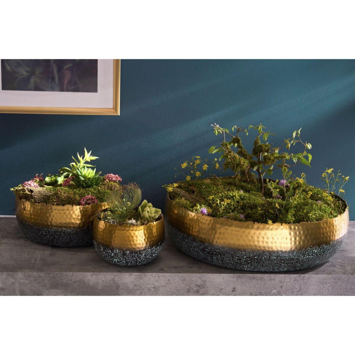 Deko Schale gross Bazzar Hammerschlag gold 52x52