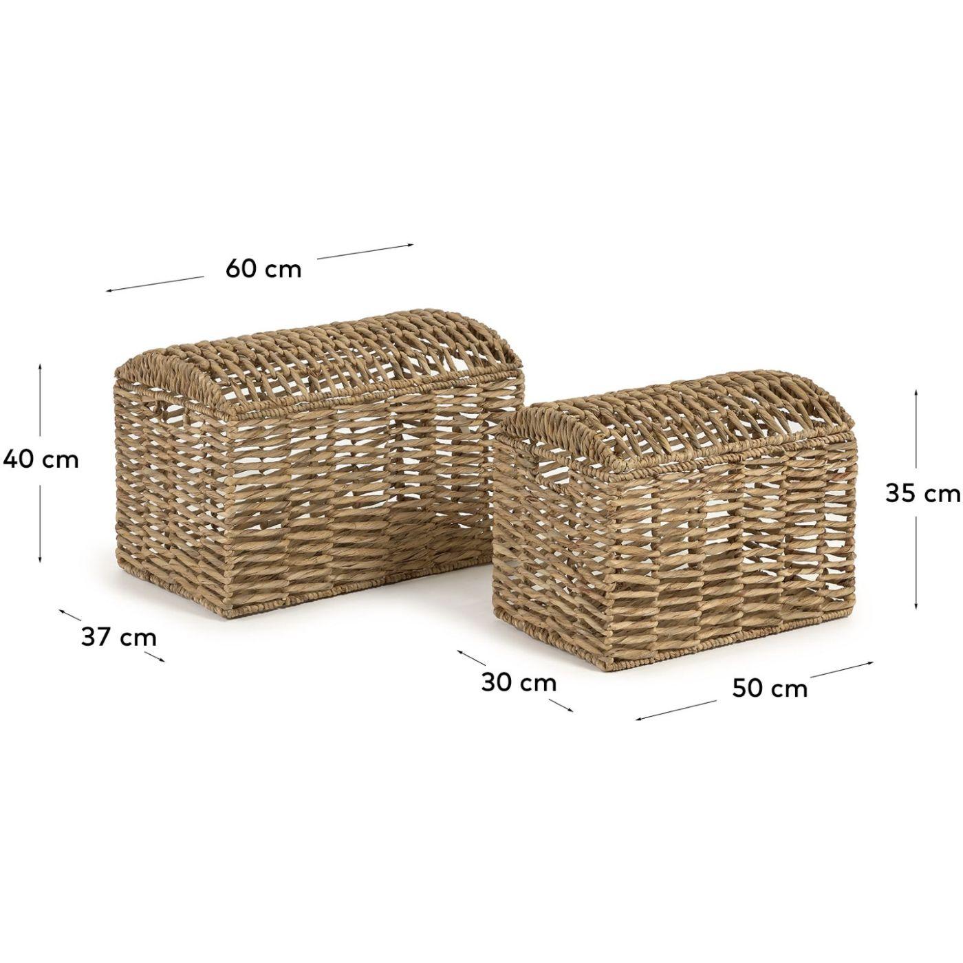 Aufbewahrungskorb Truhe Xuliana Rattan Natur (2er-Set)