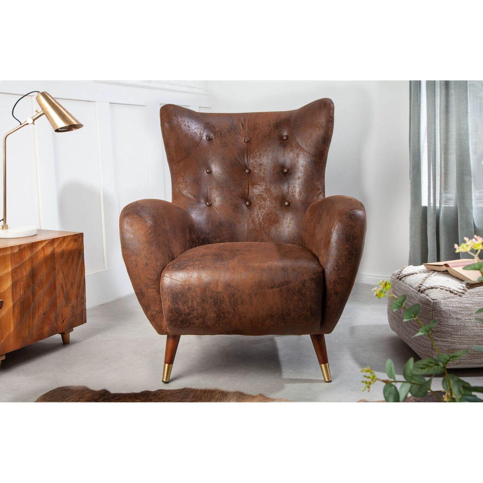Ohrensessel Bobby Mikrofaser Stoff braun