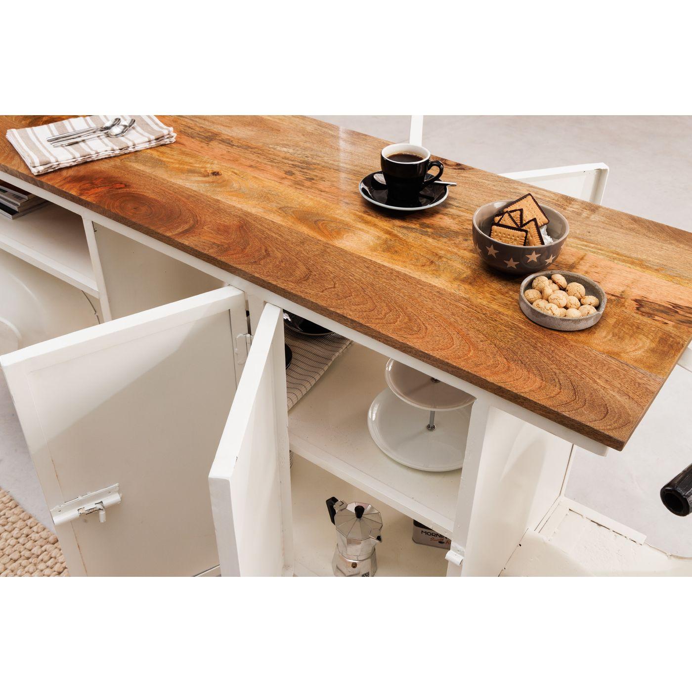 Barschrank Theke Vintage Scooter weiss Mangoholz natur 250