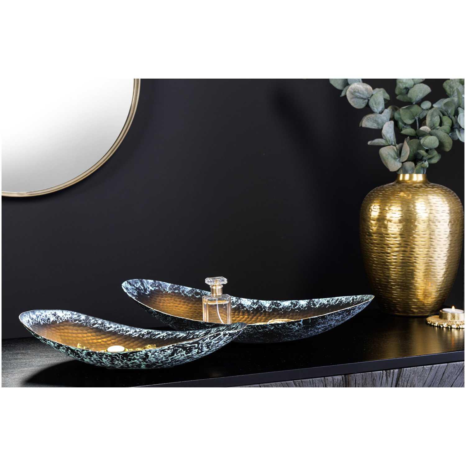 Deko Schale Bazzar Low Hammerschlag Patina Metall gold (2er-Set)