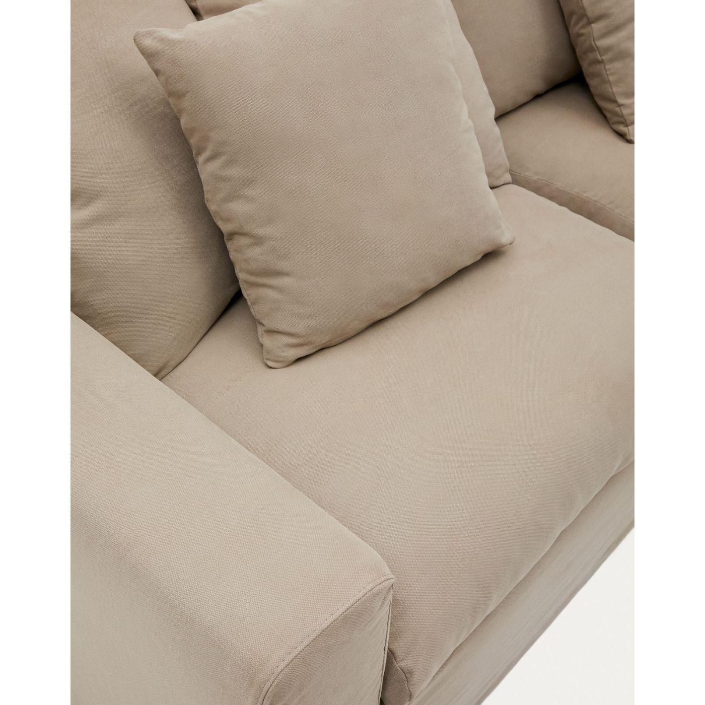 Bezug für Nora Sofa 240 aus Leinen und Baumwolle taupe