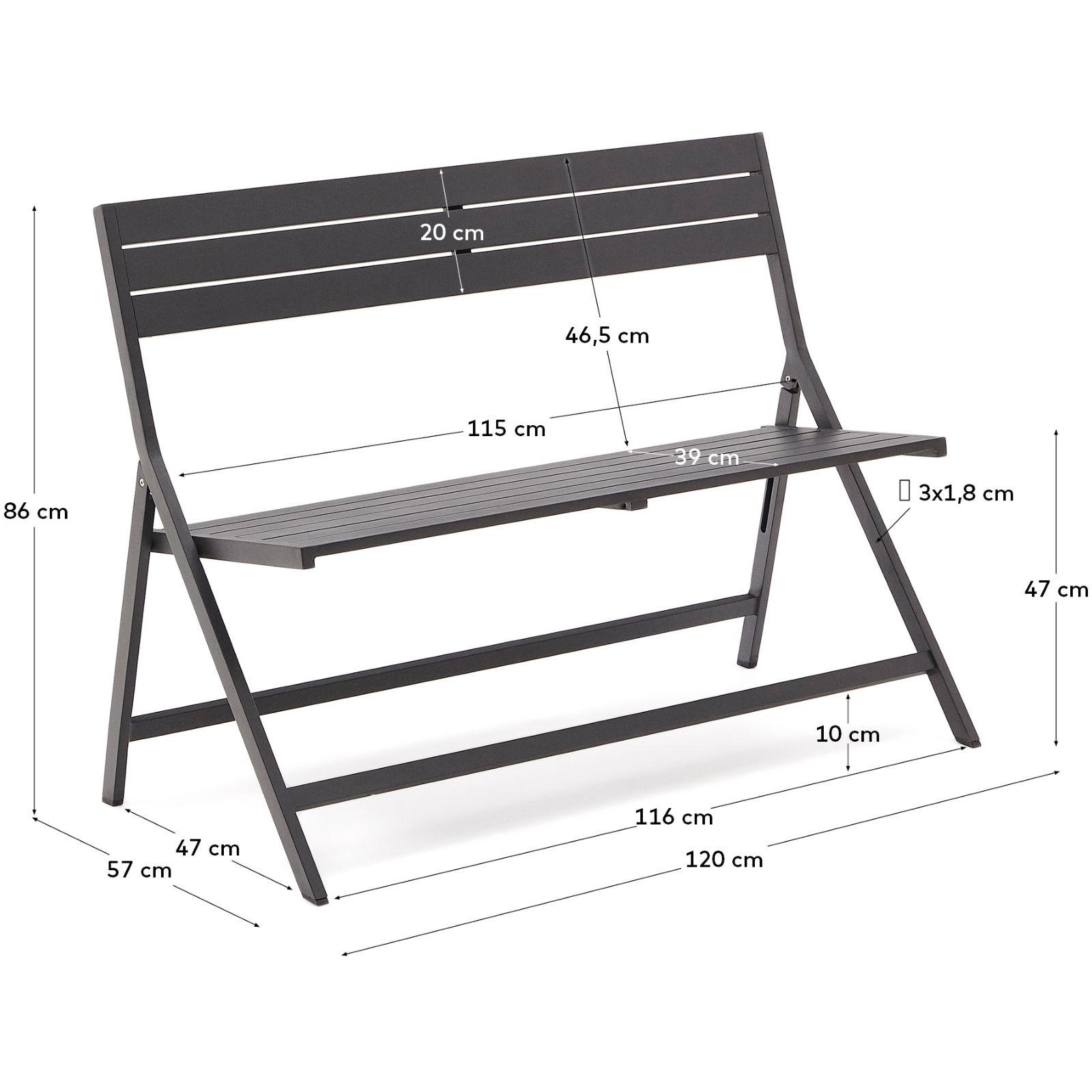 Gartenbank klappbar Torreta Aluminium dunkelgrau 120