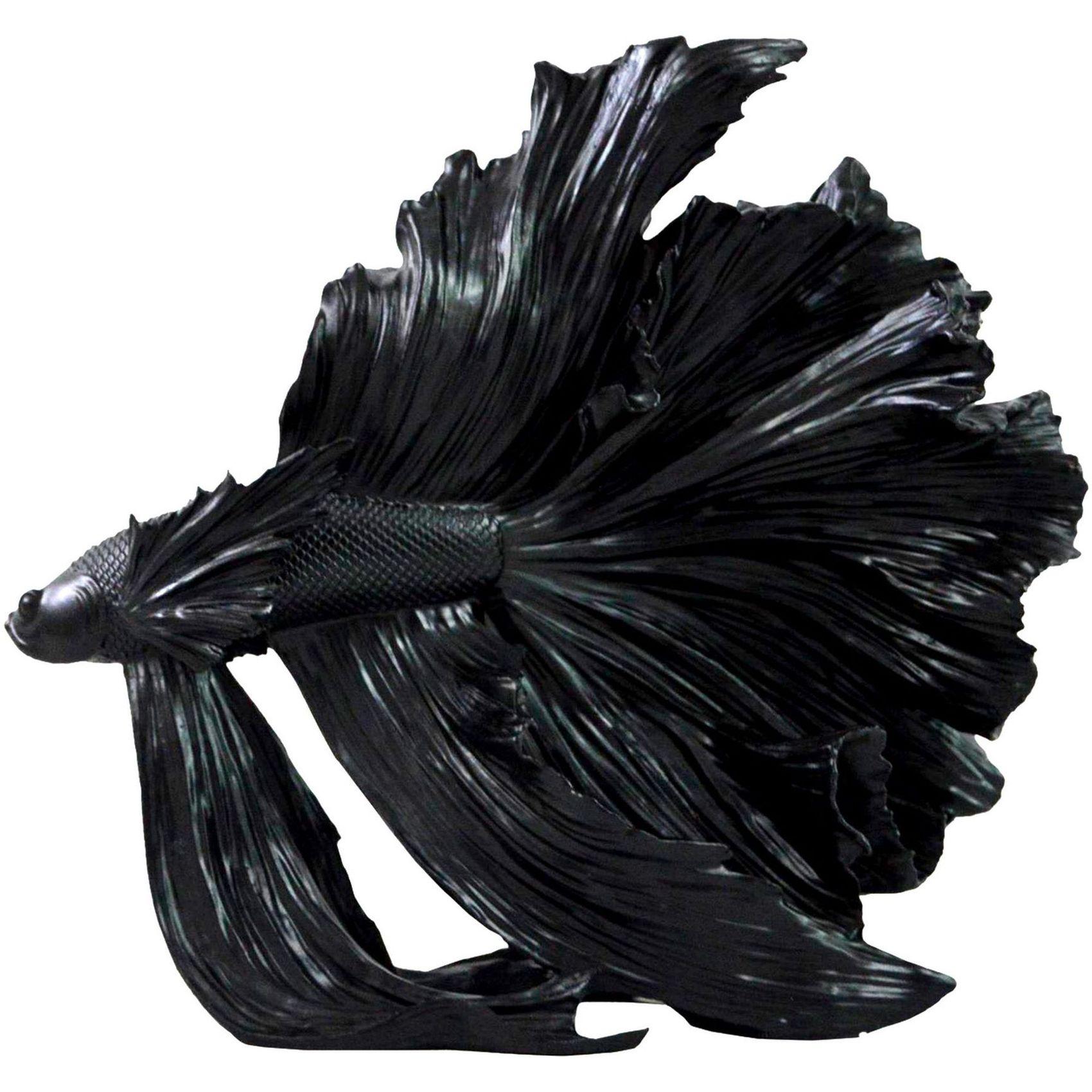 Deko Fisch Crowntail schwarz 32