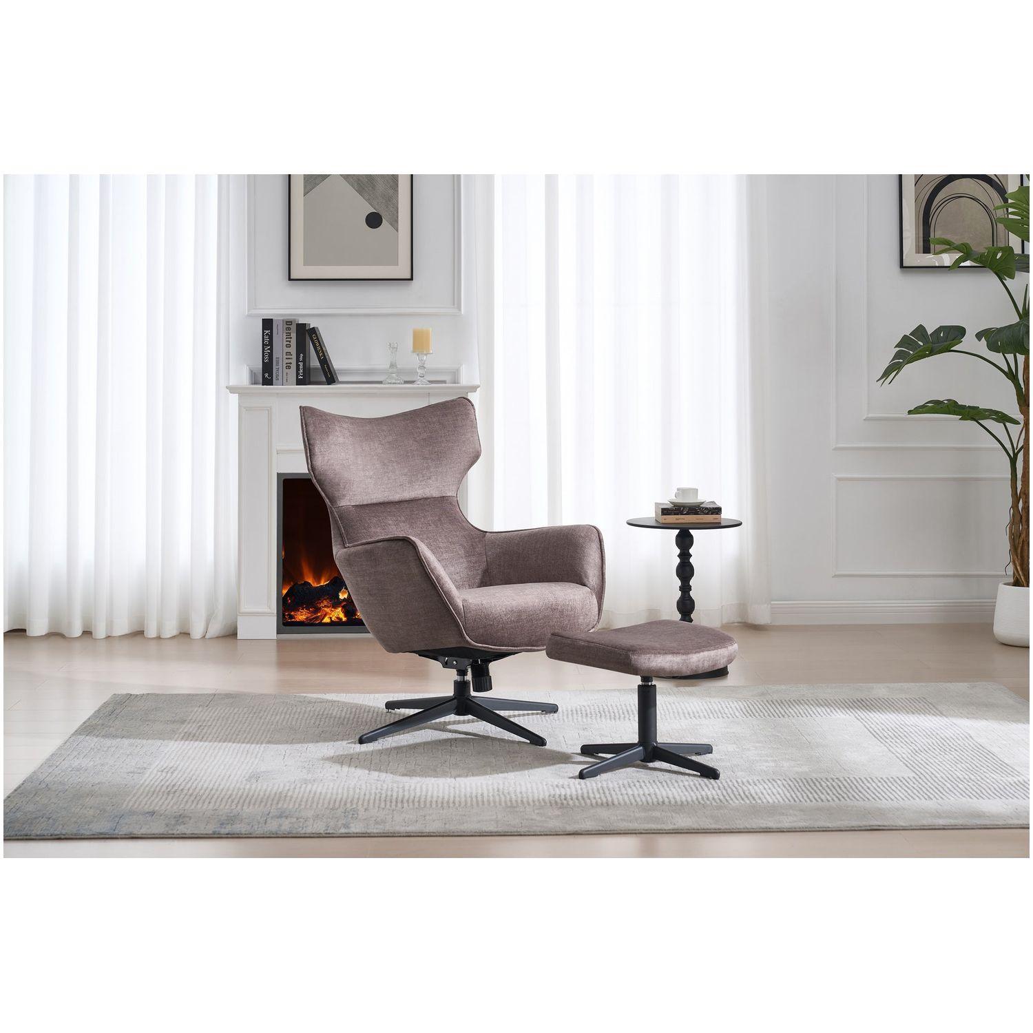 Relaxsessel drehbar Vana Samt Stoff taupe Metall schwarz