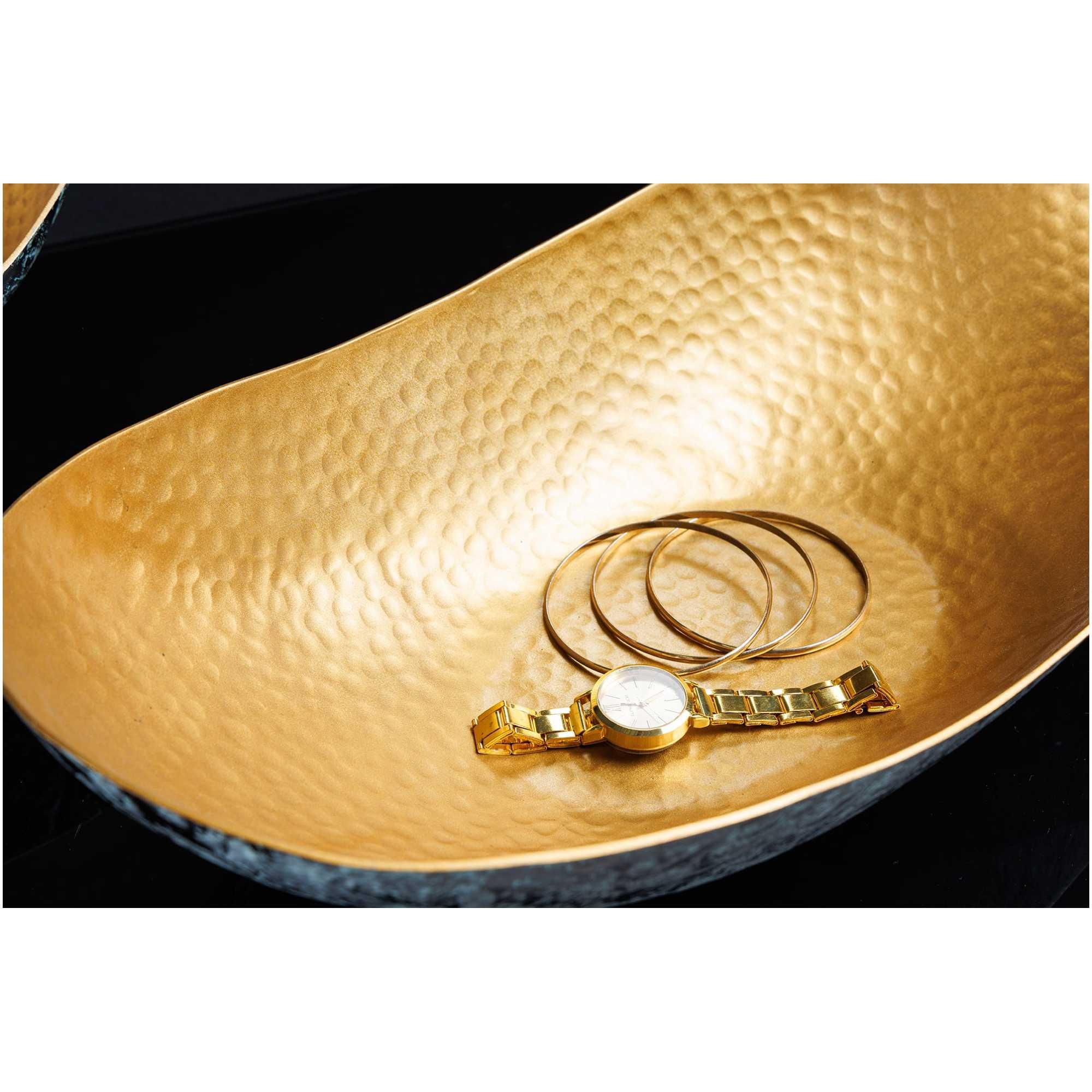 Deko Schale Bazzar Hammerschlag Patina Metall gold (2er-Set)