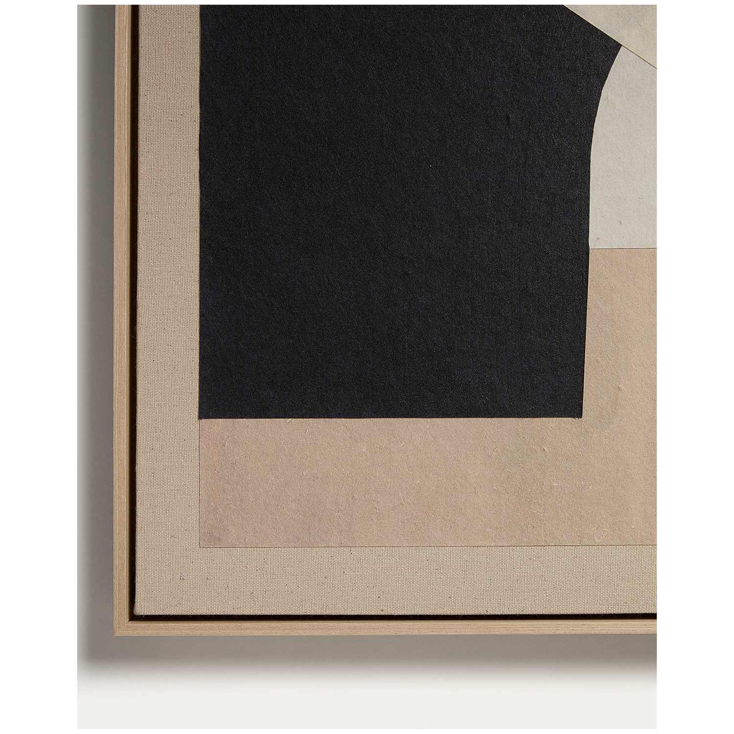 Abstraktes Bild Varo IÏI Papier Leinen in Beigetönen 50x70
