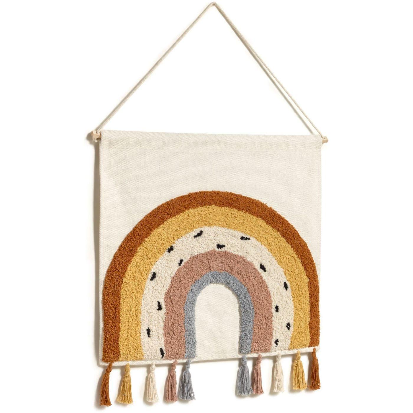 Tadea Wandteppich 100% Baumwolle Regenbogen mehrfarbig 60 x 52 cm