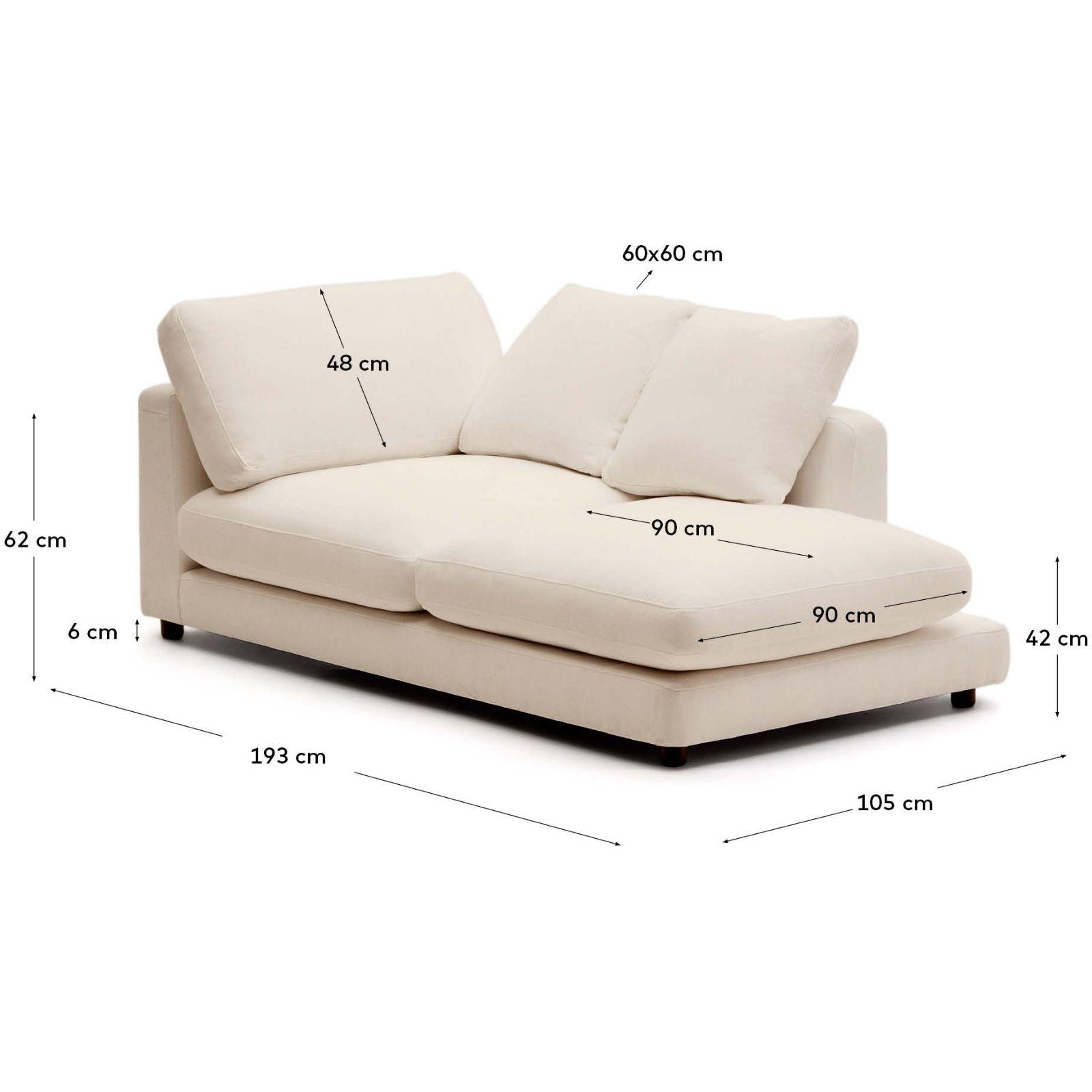 Chaiselongue Recamiere Gala rechts Stoff beige 193x105