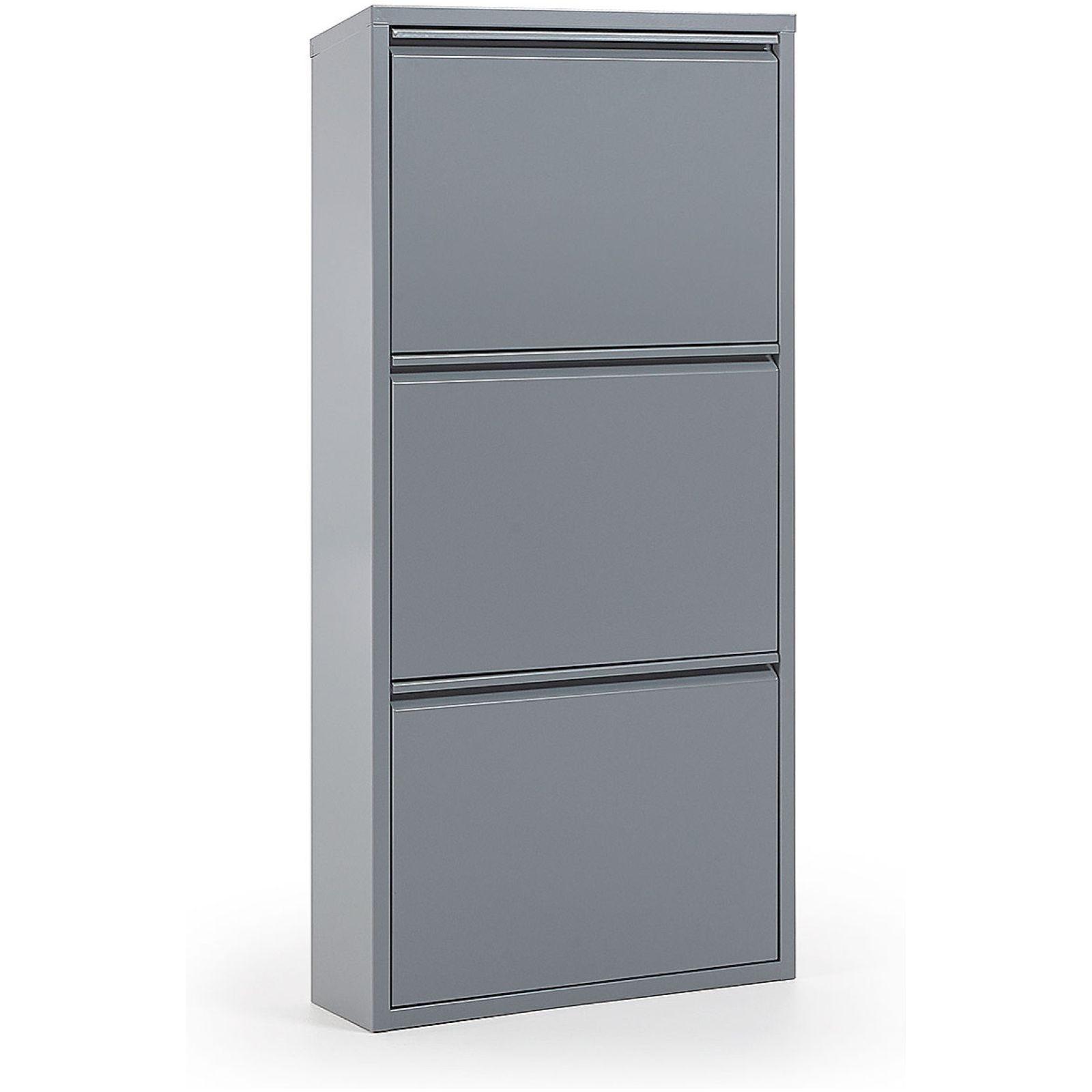 Schuhschrank mit 3 Klappen Metall grau 50x103