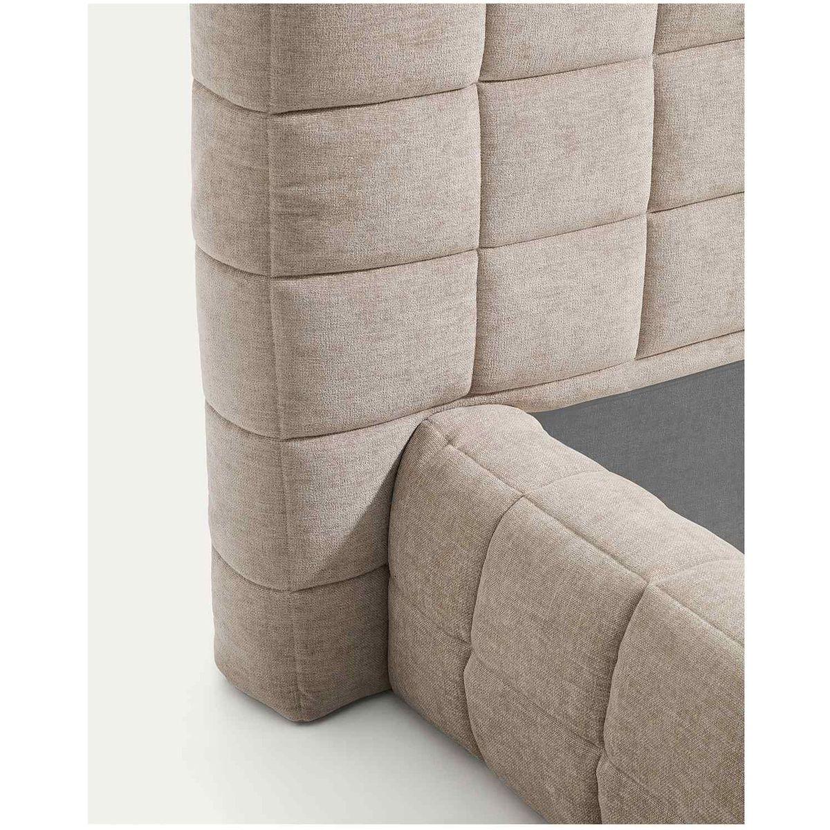 Abziehbares Polsterbett Luiana aus beigefarbener Chenille Stoff - Grösse: 160x200