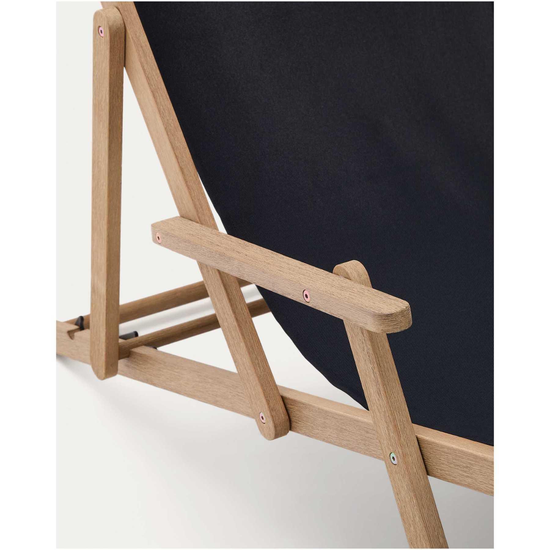 Klappbarer Outdoor-Liegestuhl Vilara in Schwarz aus massivem Akazienholz FSC 100%