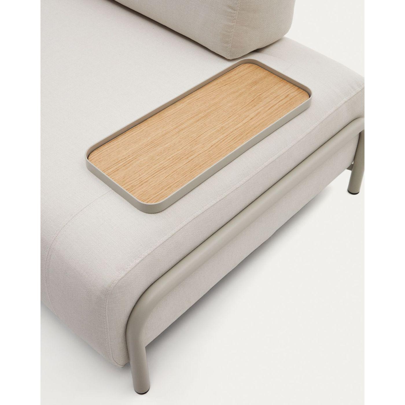 Compo kleines Tablett in Eichenfurnier mit natürlichem Finish und Metallgestell beige.