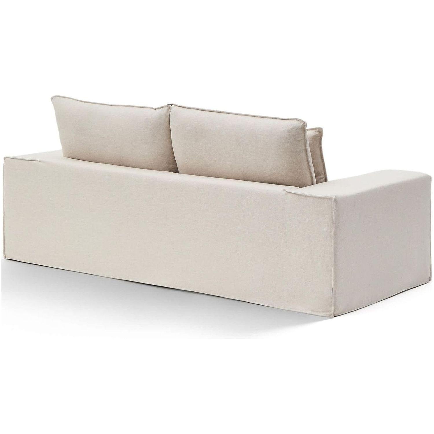 2-Sitzer-Sofa Anarela mit abnehmbarem Bezug aus Leinen und Viskose in Beige 220 cm FSC M