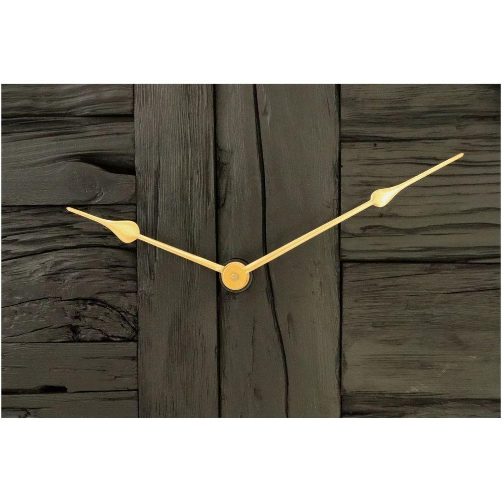Wanduhr Holz rustikal Metallrahmen schwarzgold 50x50