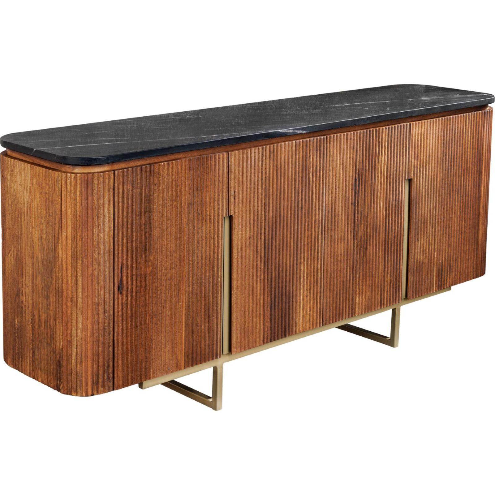Sideboard abgerundet Cazeno Gold Marmor Mangoholz braun 160