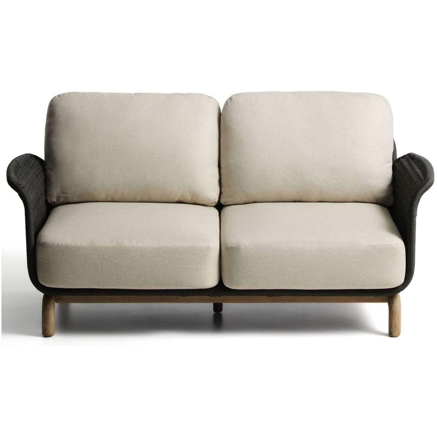 Gartensofa 2-Sitzer Alipa Akazienholz massiv Seil dunkelgrau 165