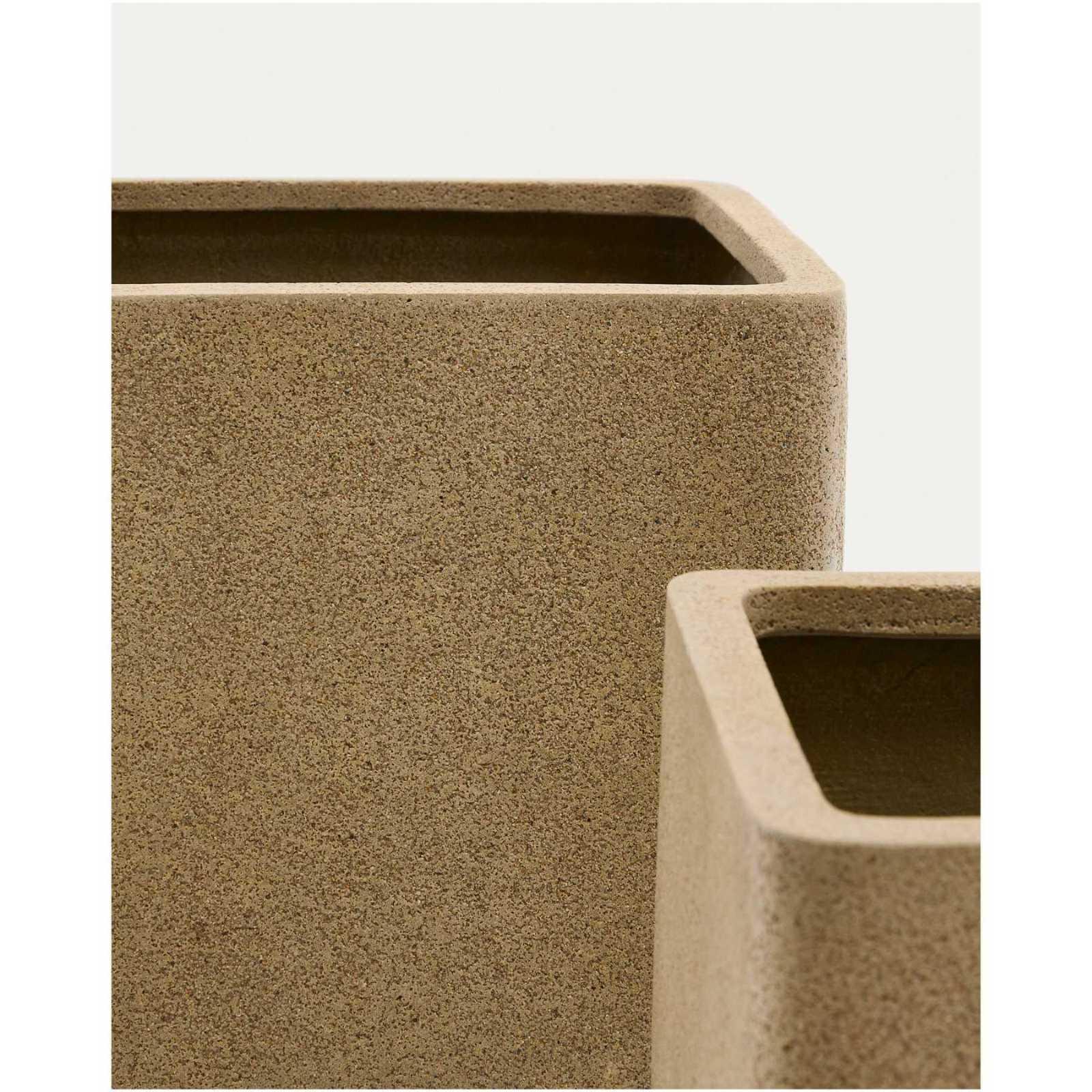 Blumentopf quadratisch Minoa Steinoptik senfgelb (2er-Set)