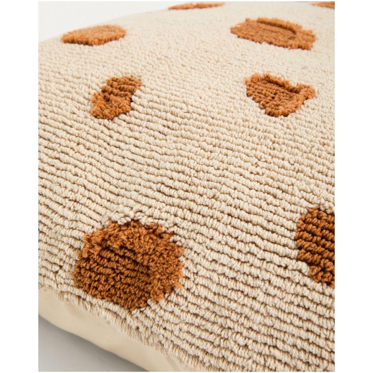 Beigefarbenes Bodenkissen Tandani mit Gepardendesign in Orange 70 x 70 cm