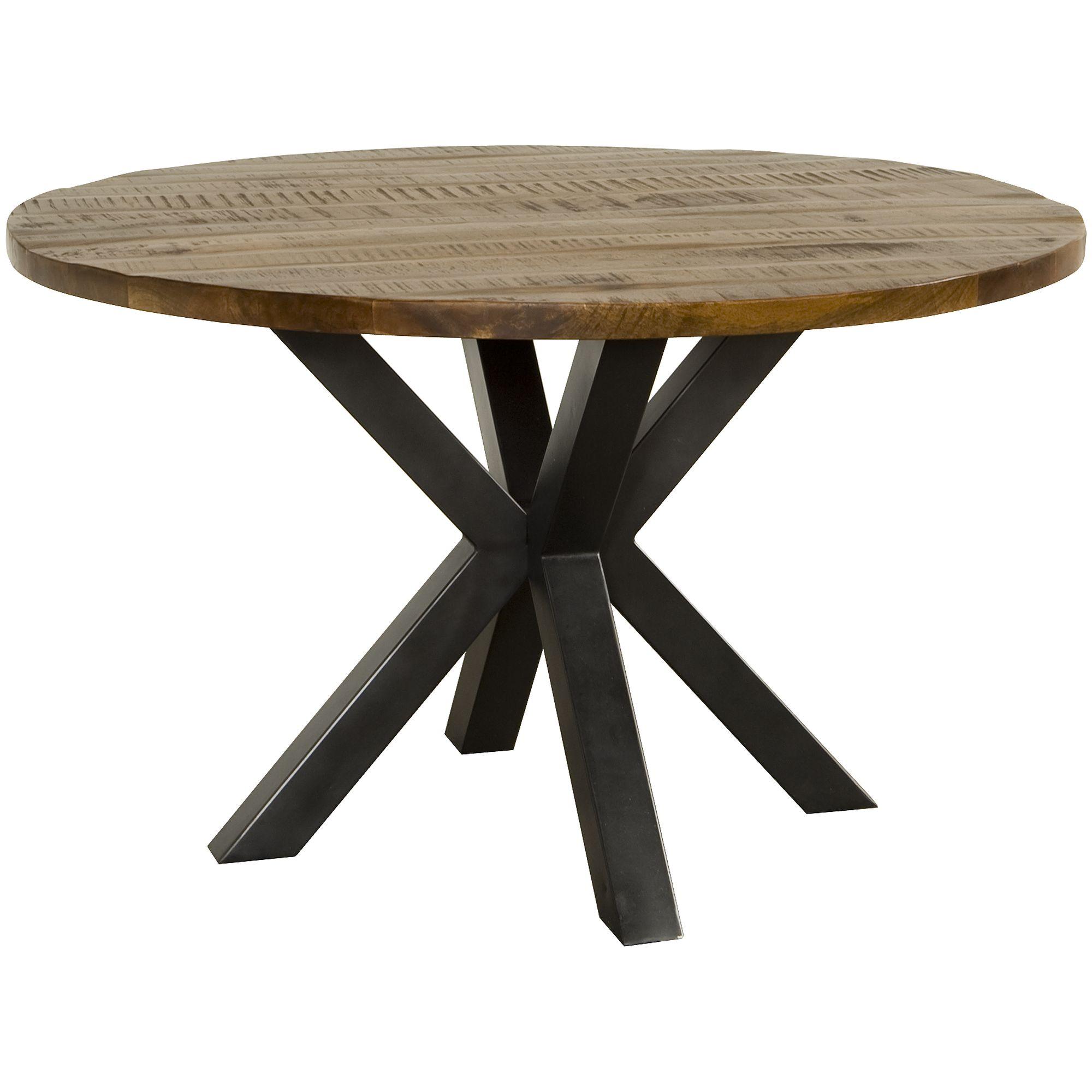 Esstisch Massivholz rund Castle 130x130 Mangoholz Metall