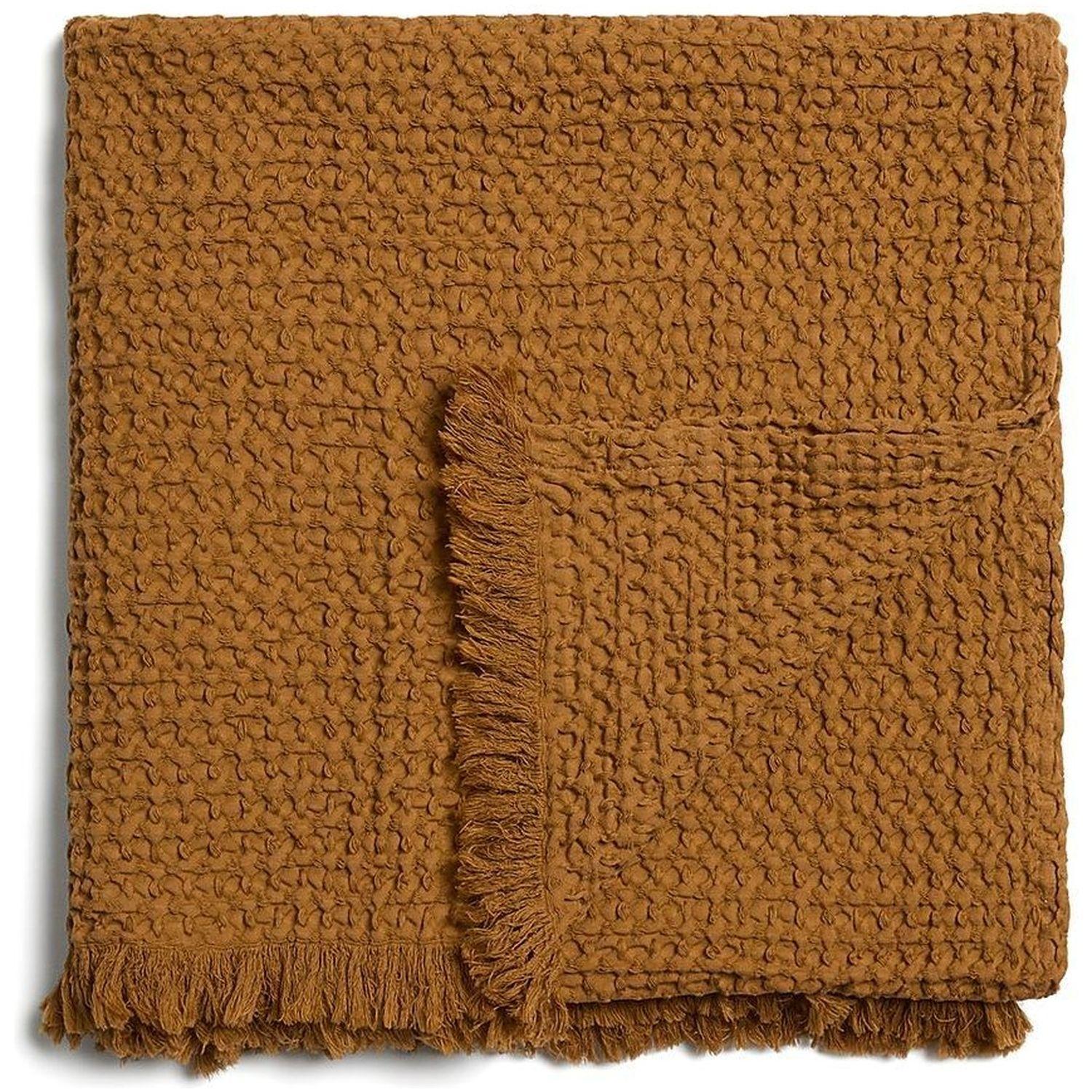 Decke Nulina aus 100% Baumwoll-Waffelpiqué in Senf 130x170
