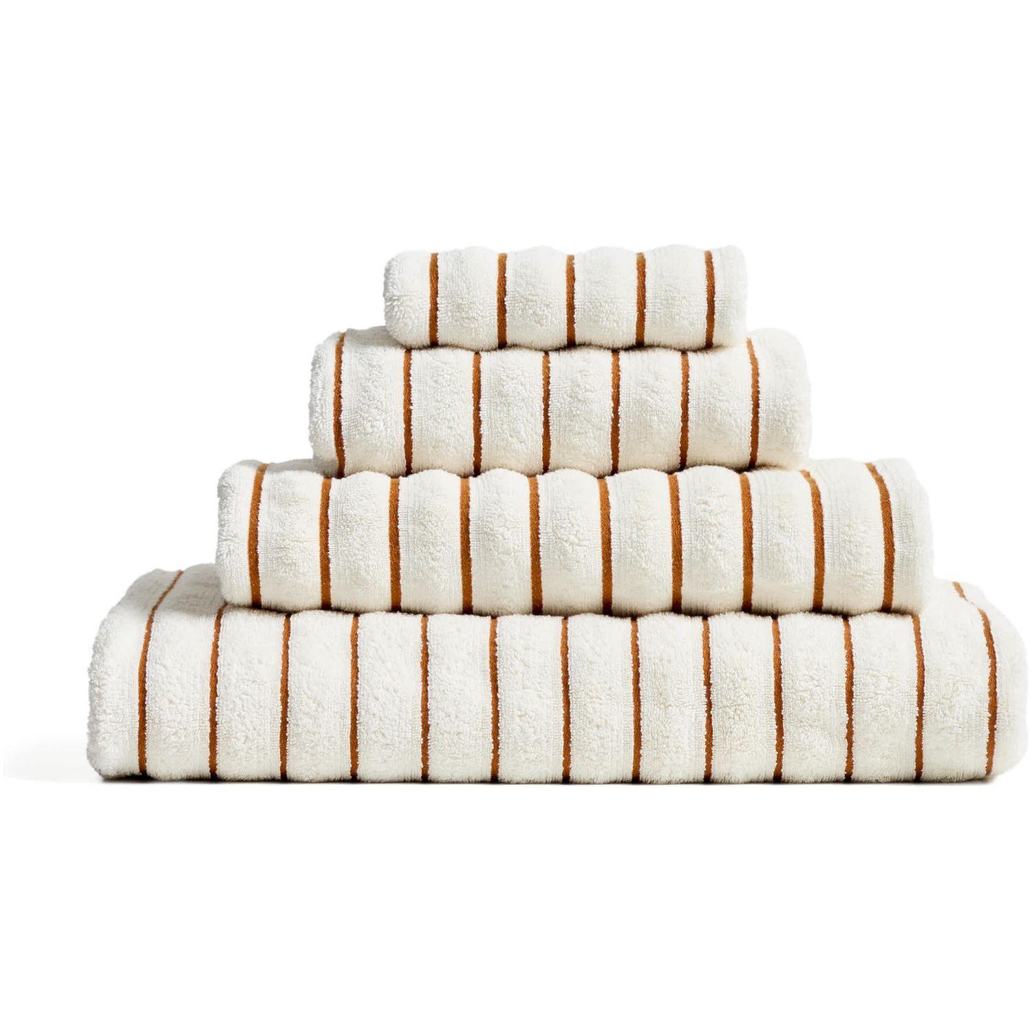 Handtuch Dorane aus 100 % Baumwolle mit orangefarbenen Streifen 30 x 50 cm