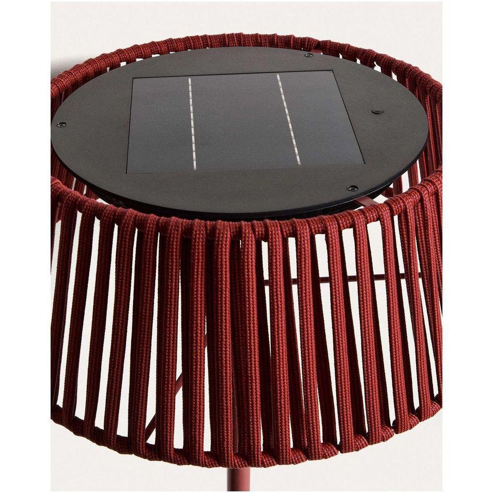 Outdoor-Solar-Stehlampe Aldet aus flachem Seil mit terrakottafarbenem Metallfuss 46x46