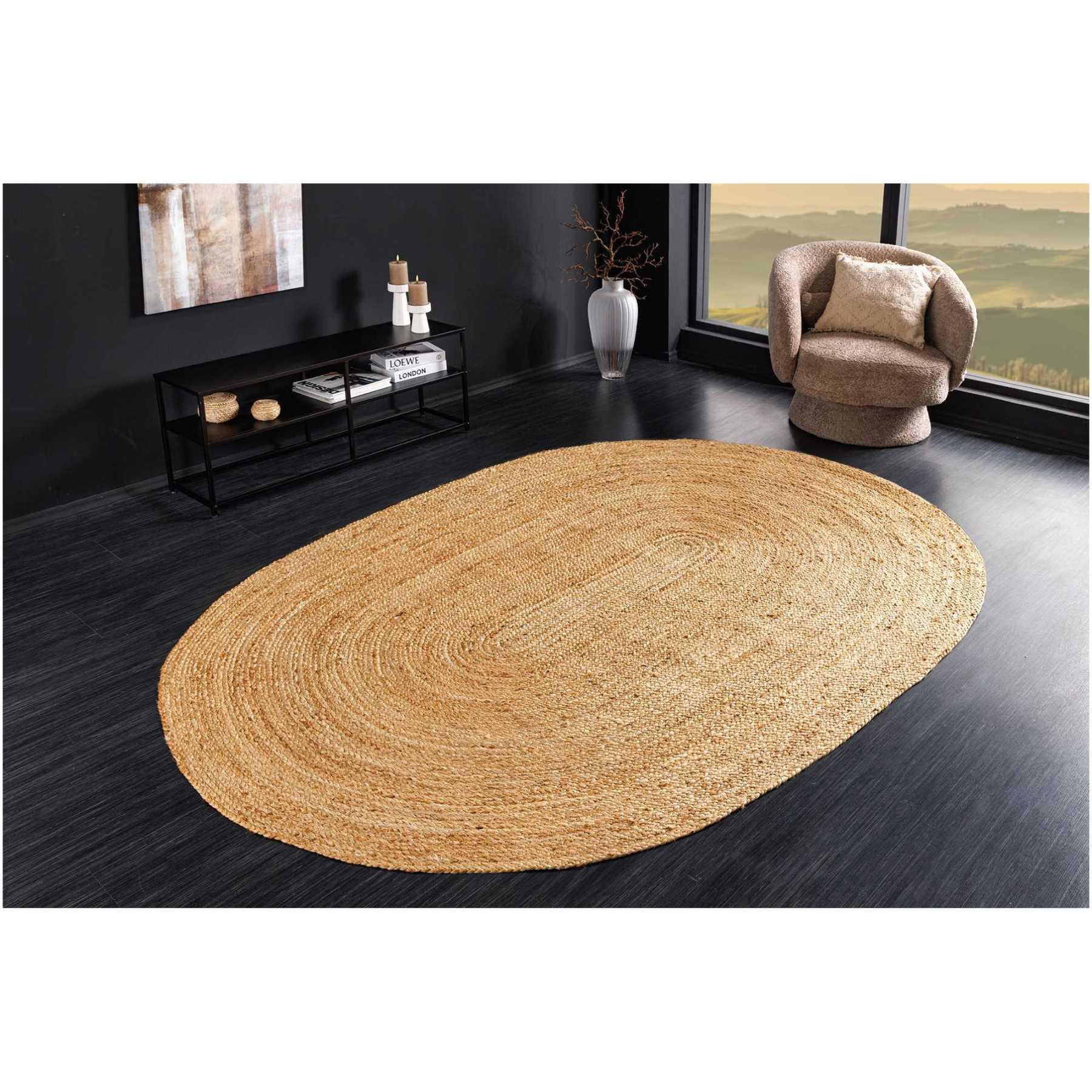 Teppich oval Jute natur 160x230
