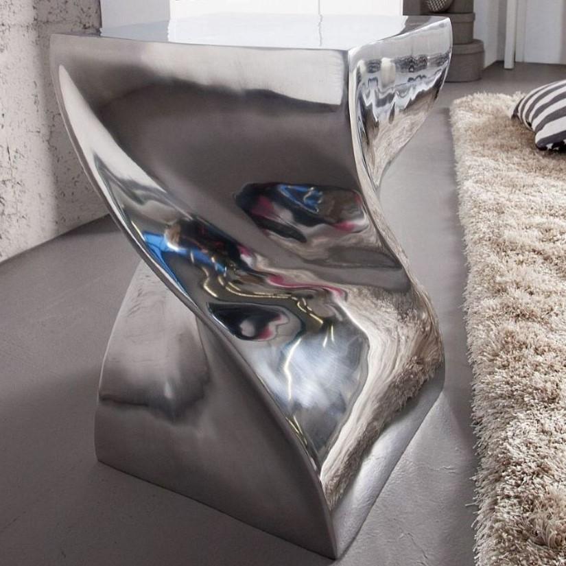 Hocker Beistelltisch Twist Wave Metall chrom 30x30