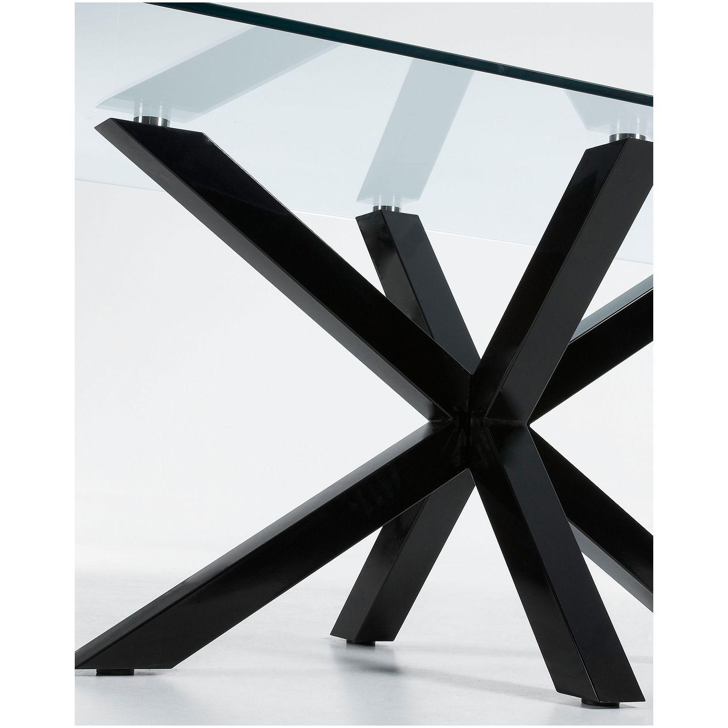 Argo Tisch aus Glas und Stahlbeine mit schwarzem Finish 200 x 100 cm