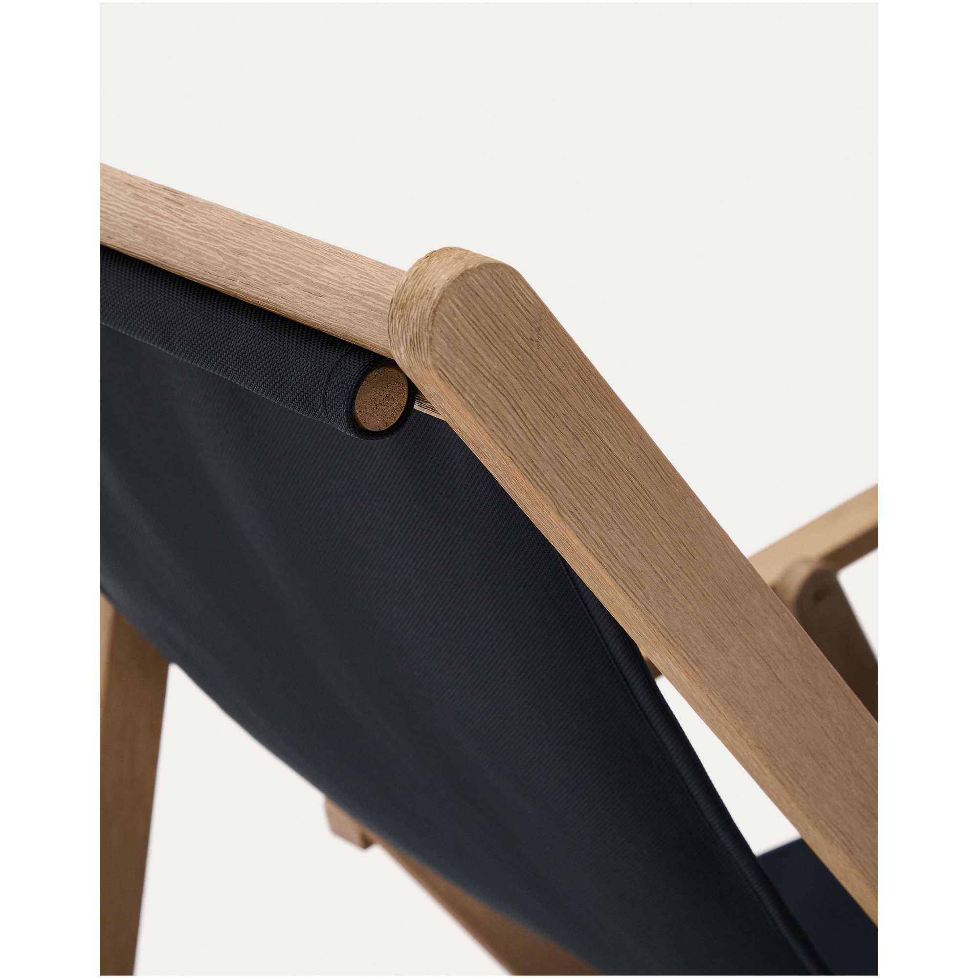 Klappbarer Outdoor-Liegestuhl Vilara in Schwarz aus massivem Akazienholz FSC 100%