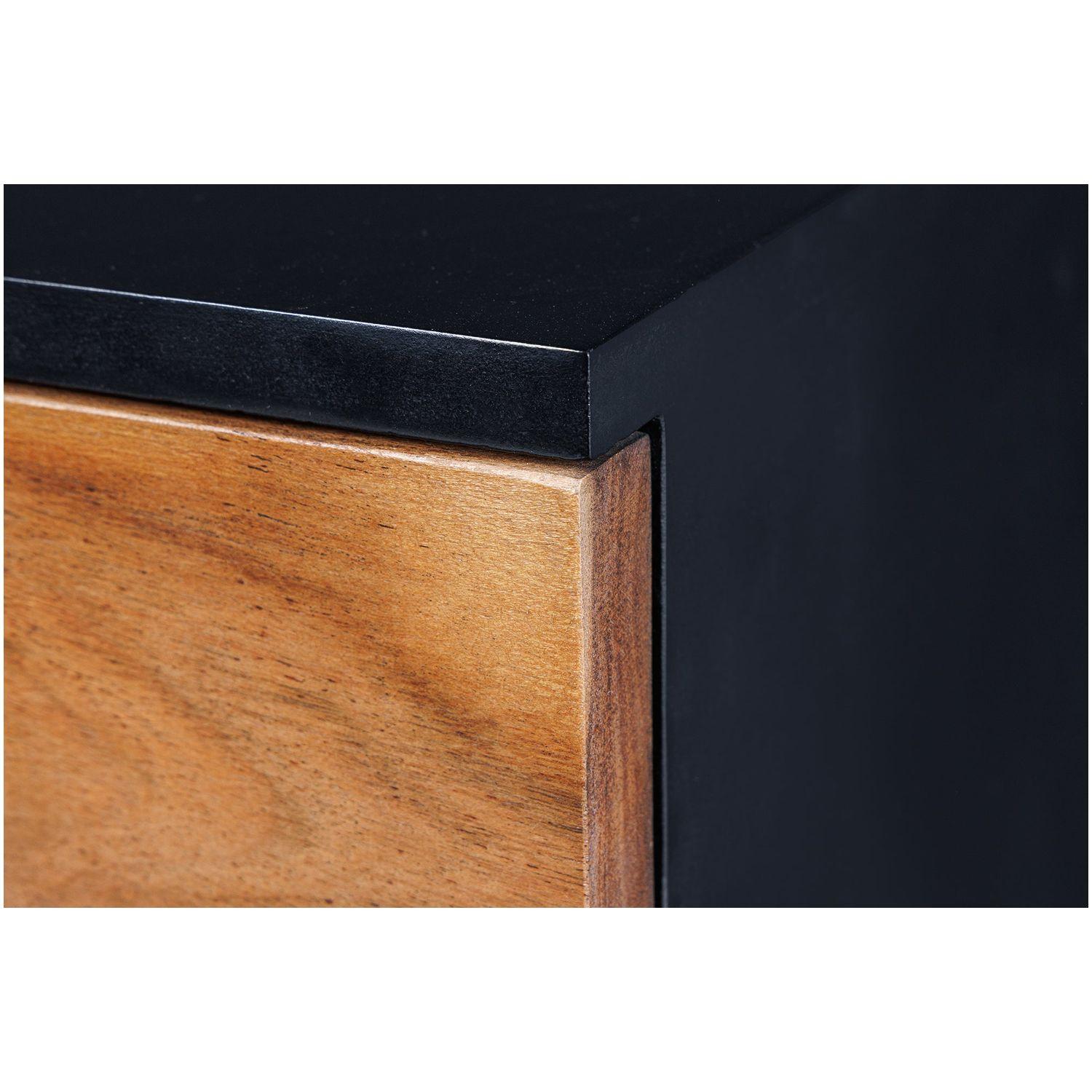 Hochkommode Baumkante Unikat Akazienholz natur schwarz 100x120 (mit LED Beleuchtung)