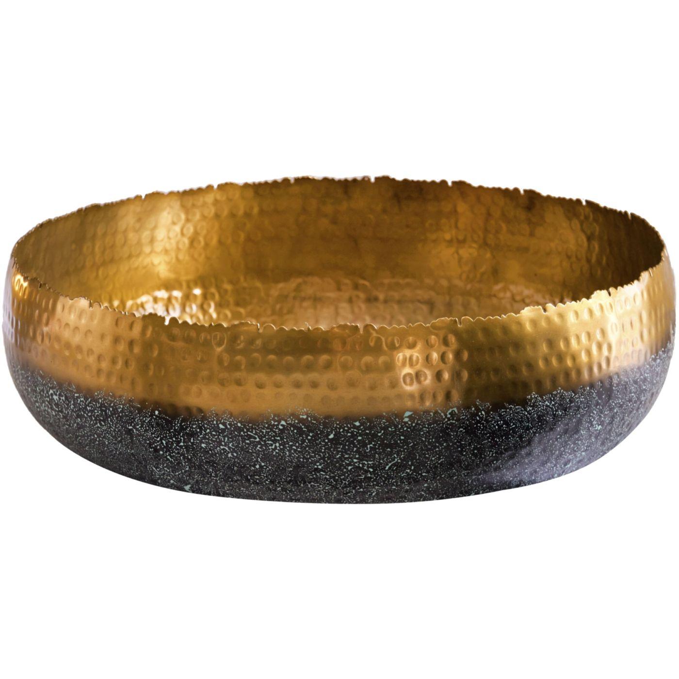 Deko Schale gross Bazzar Hammerschlag gold 52x52