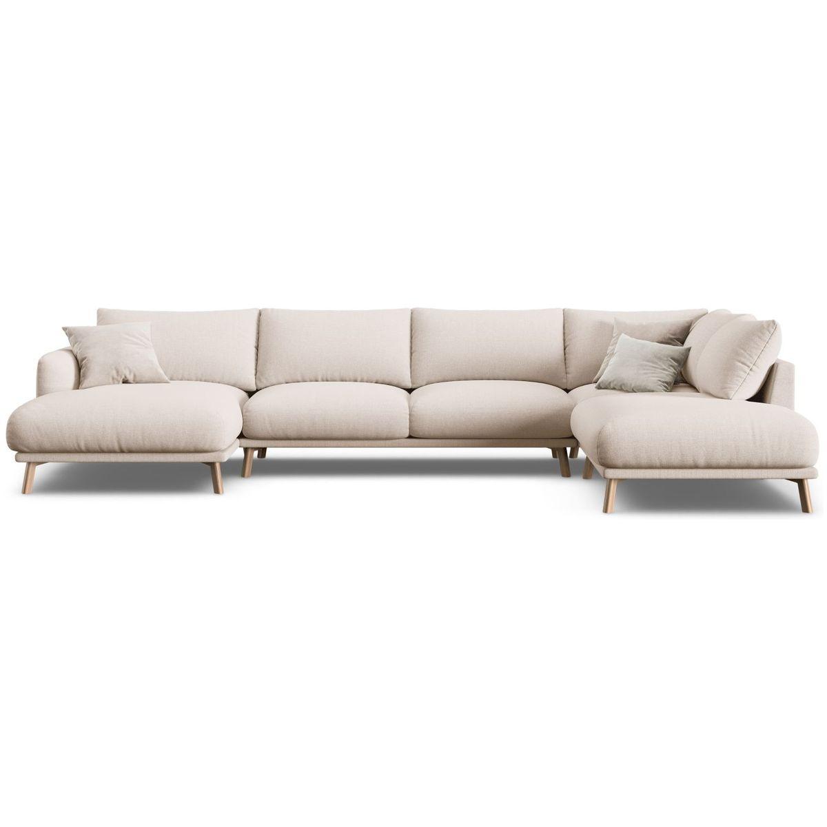 Wohnlandschaft U-Sofa Naomi - Ausrichtung: rechts - Bezug: Structured Fabric (Liberty), Beige