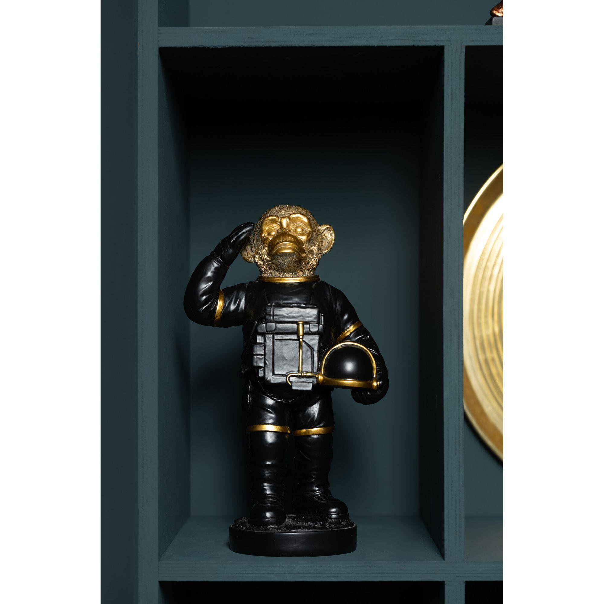 Deko Astronaut Affe Poly Schwarz/Gold