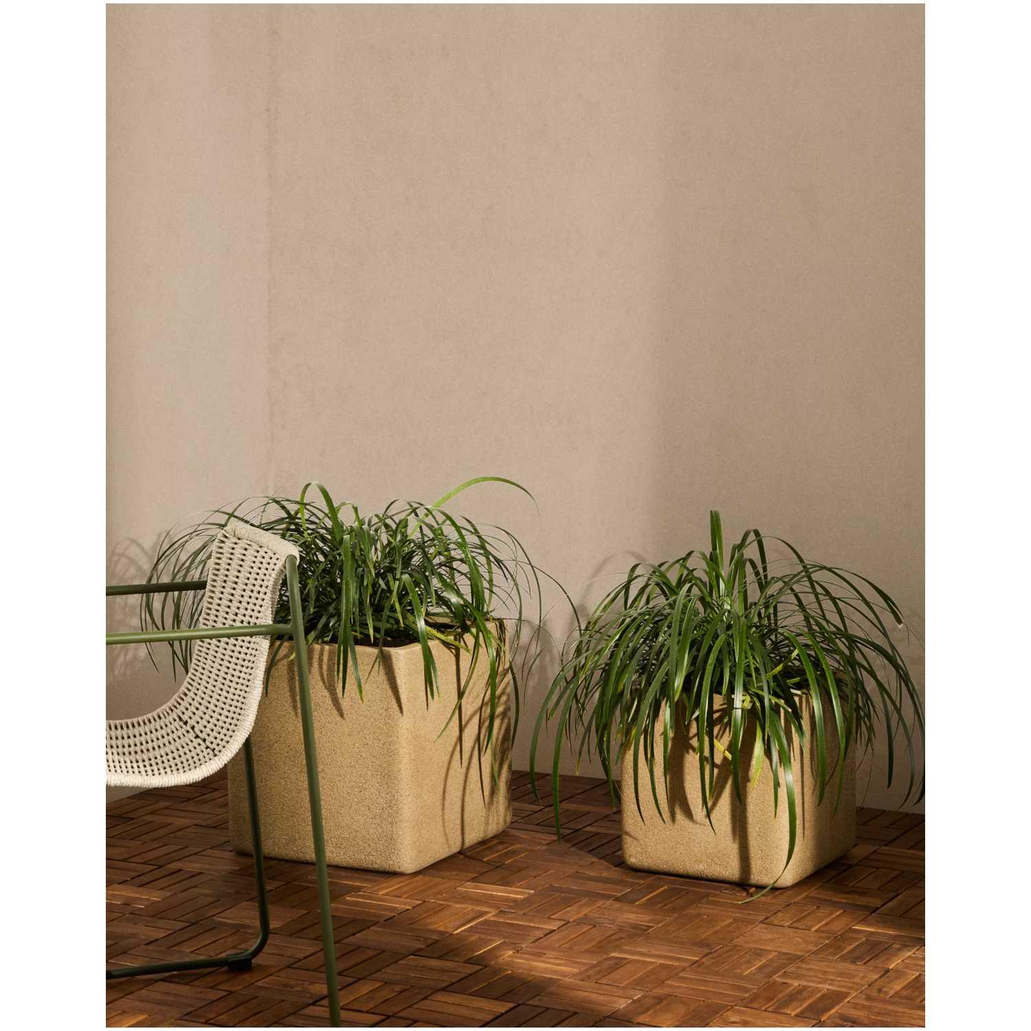 Blumentopf quadratisch Minoa Steinoptik senfgelb (2er-Set)